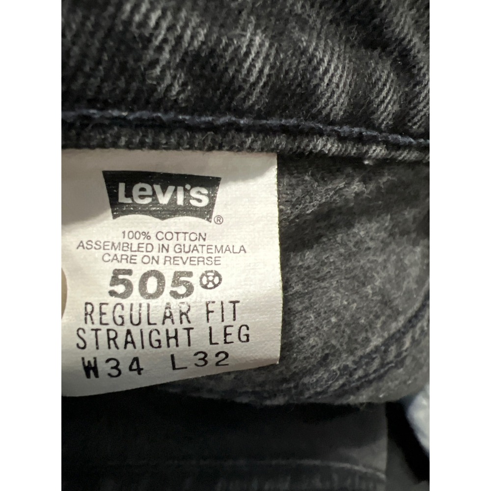 Levis Vintage505 RegularFit Straigh Leg Jeans Mens 34x32 Faded Black100% Cotton - Picture 3 of 15